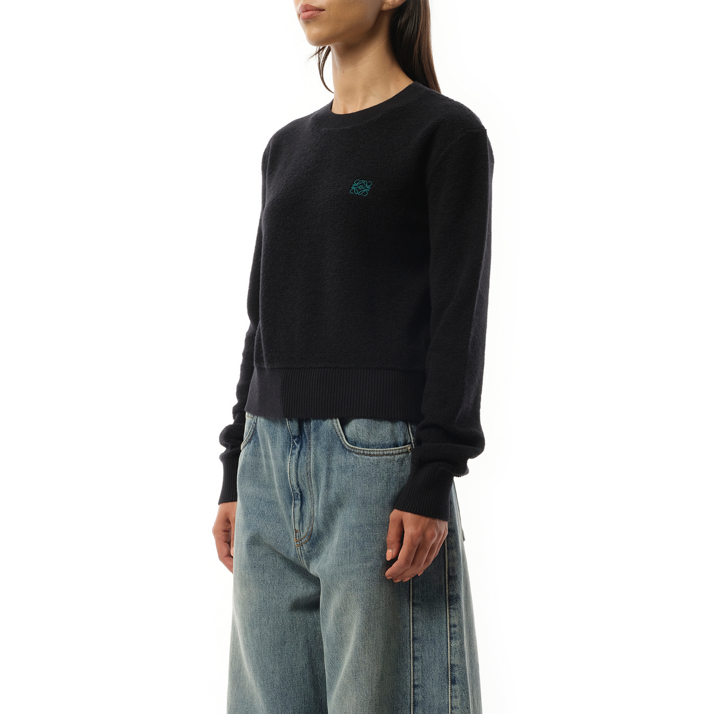 Merino Wool Anagram Sweater in Black