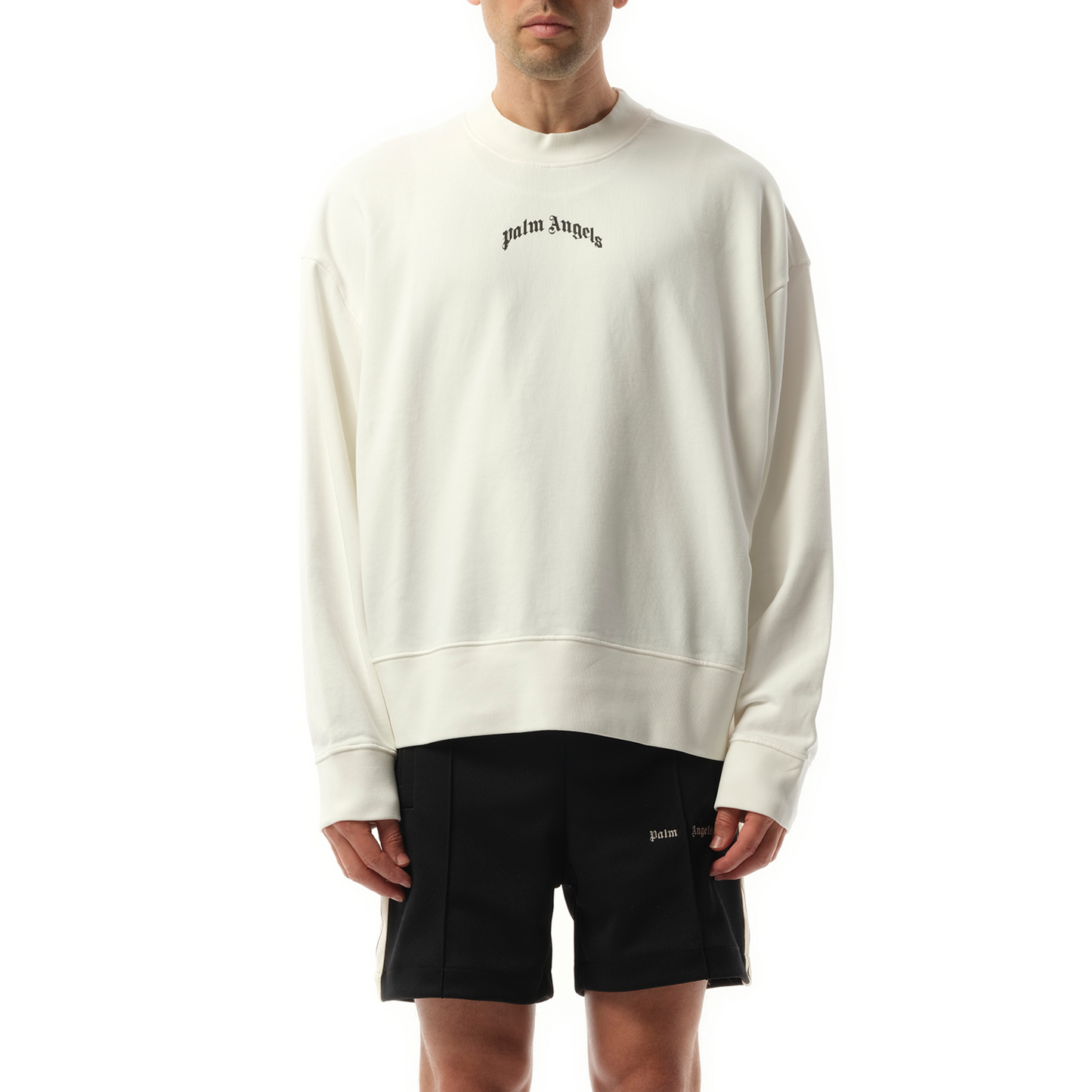 Back Curved Logo Sweatshirt in Off White/Black