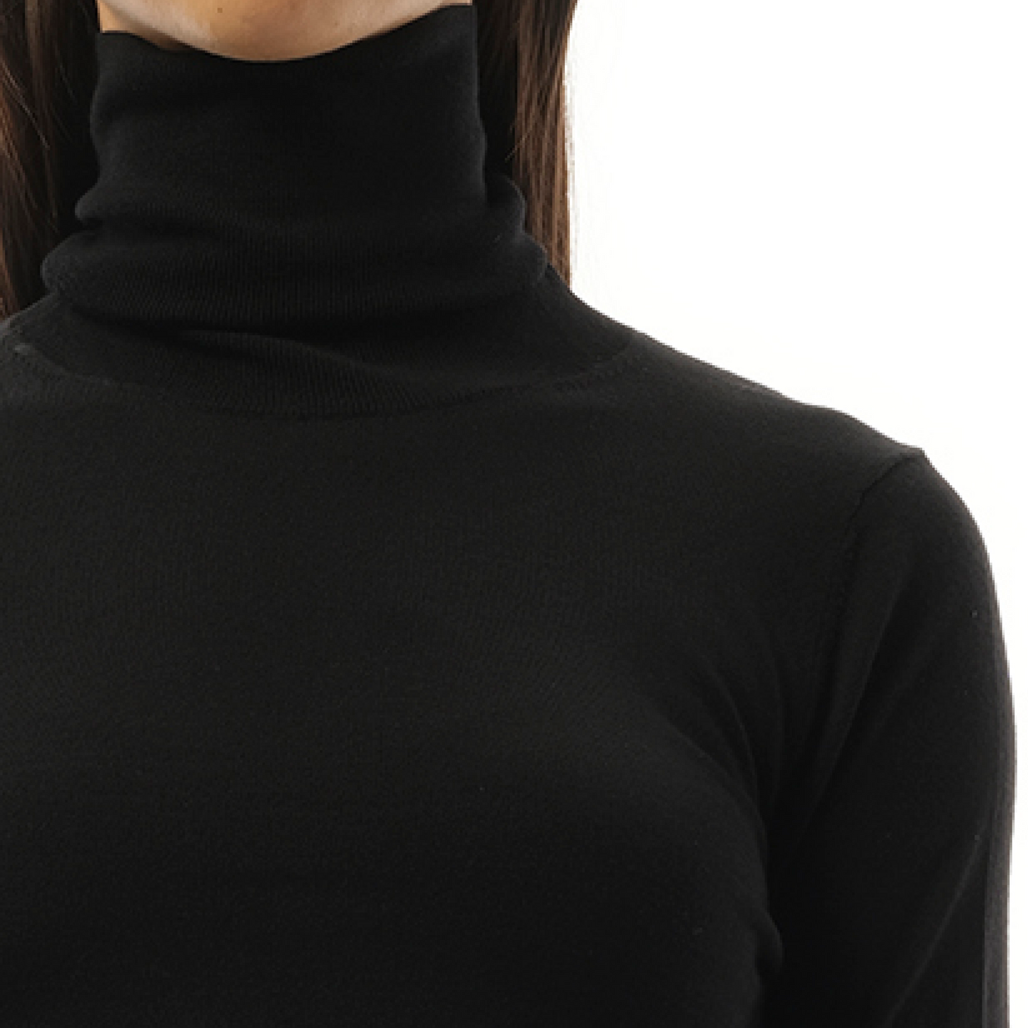 Rib Knit Turtleneck Sweater in Black