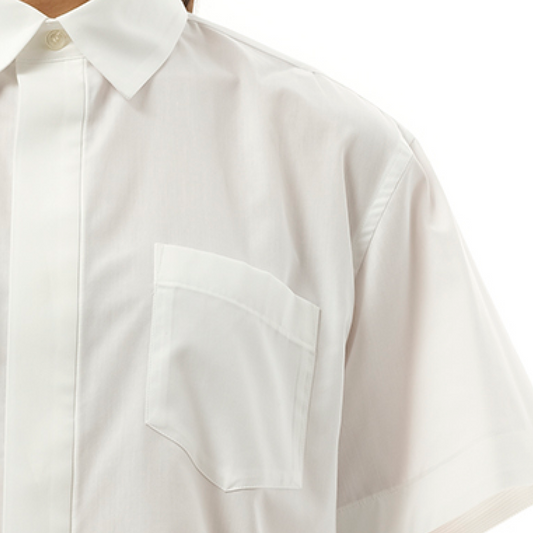 Short-sleeve Cotton Poplin Shirt in Off White