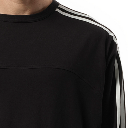 3 Stripe Long Sleeve T-Shirt in Black