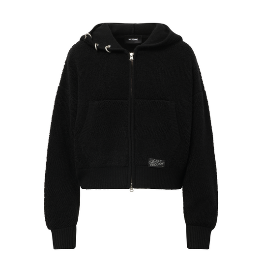 Womens Knit Hoodie in Black