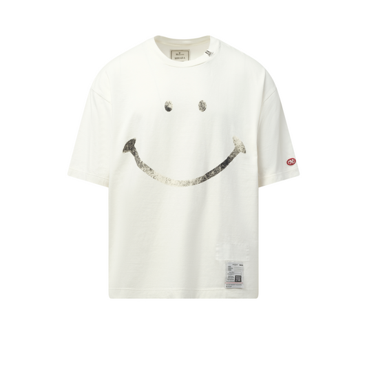 Smily Face Printed T-Shirt in White