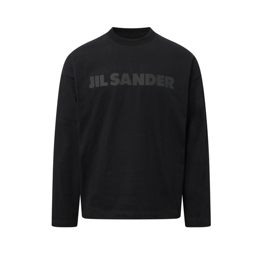 Tonal Jil Sander Logo Long Sleeve T-Shirt in Black