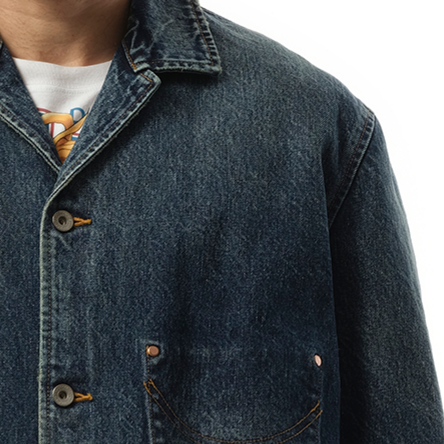 Used Finish Denim Jacket in Indigo