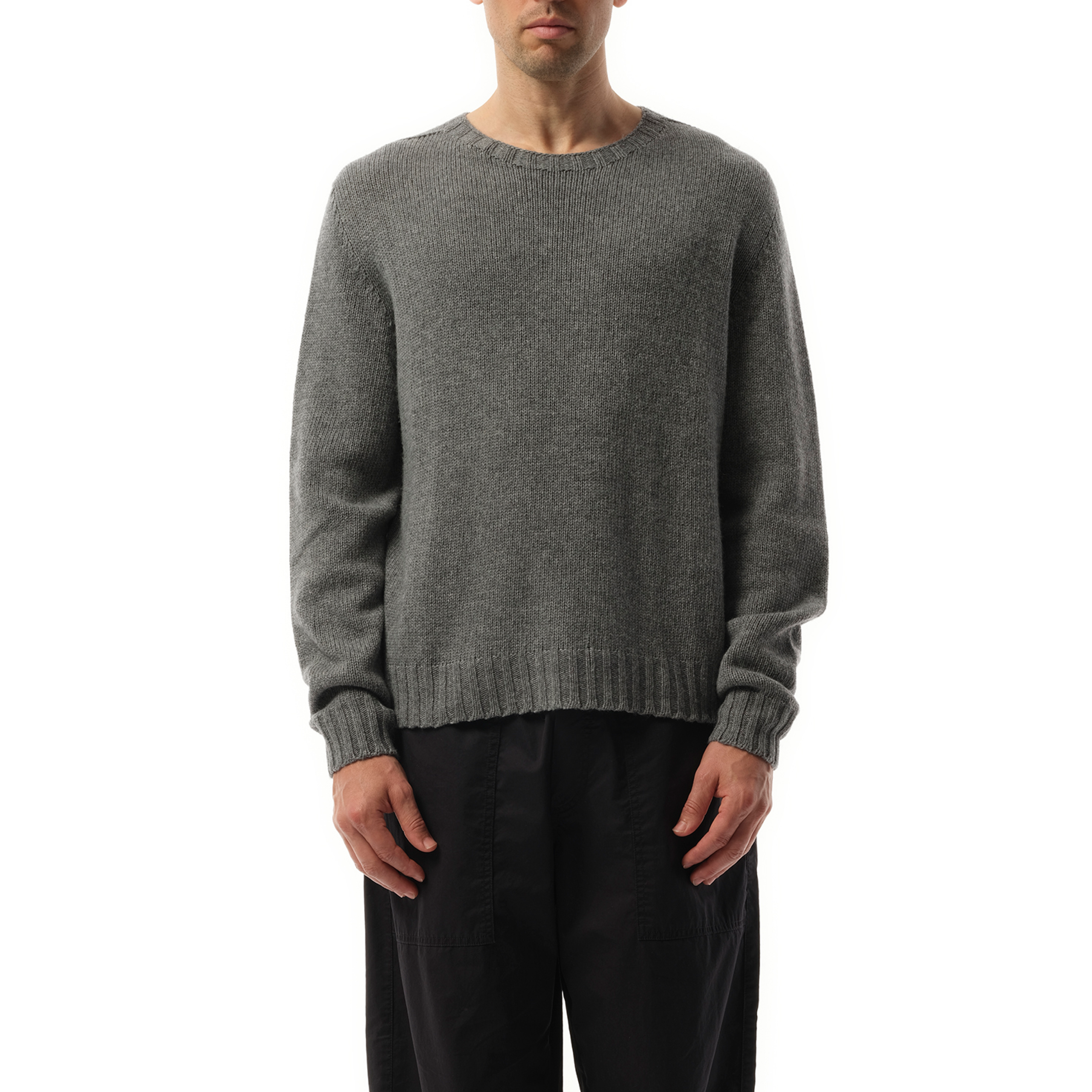 Curved Logo Sweater in Grey Melange/Off White