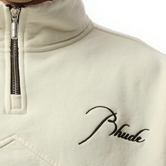 Rhude Quarter Sweatshirt in Vintage White