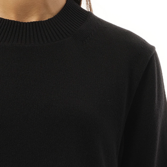 Cotton Poplin x Knit Pullover in Black/Off White