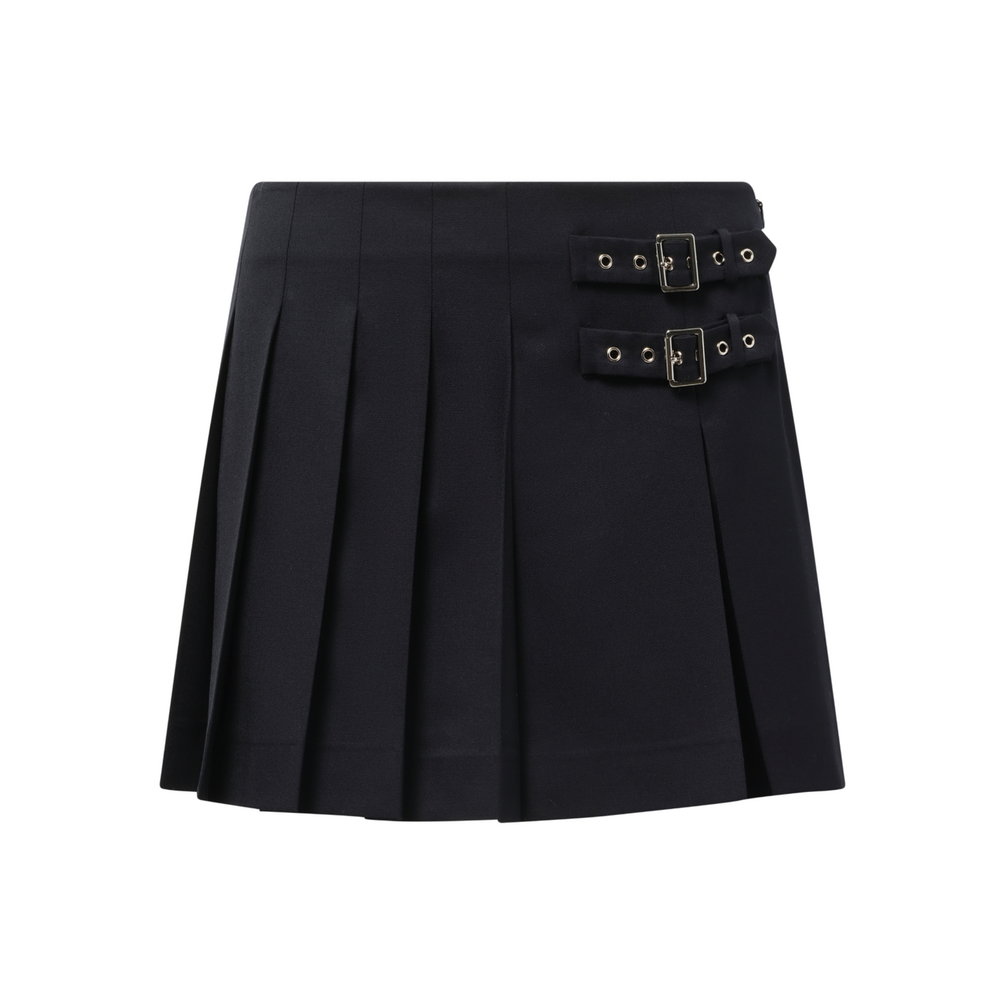 Belt Pleated Mini Skirt in Navy