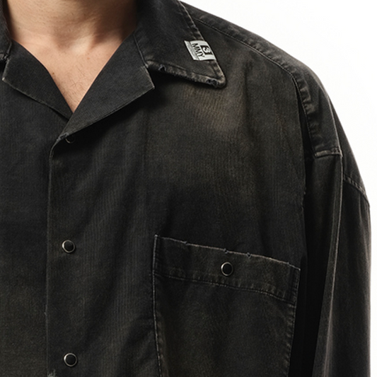 Vintage Like Corduroy Shirt in Black