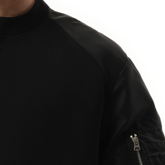 Sponge Sweat Nylon Sweatshirt in Black