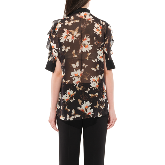 Short Sleeve Shirt with Flower Print