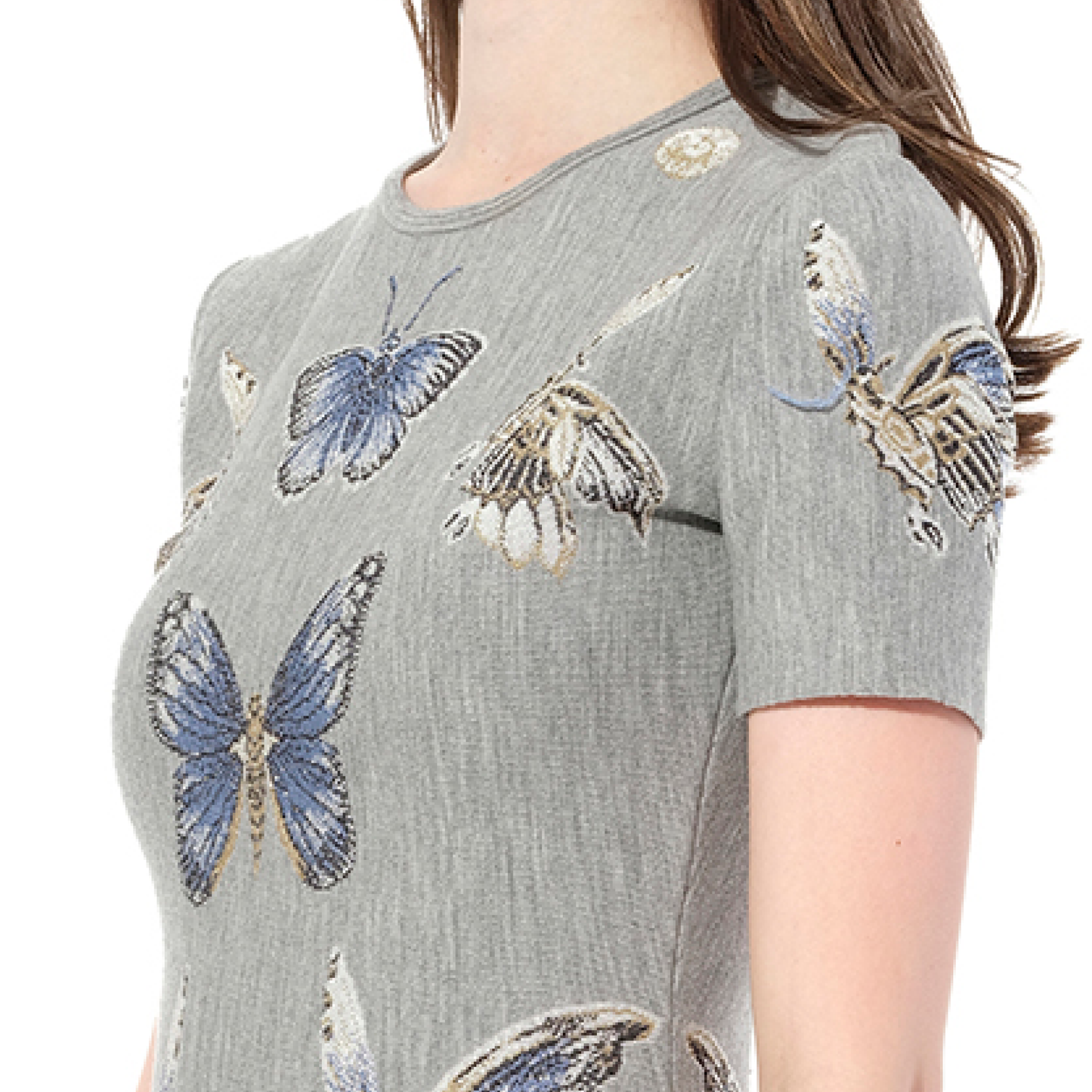 Mini Jacquard Butterfly Dress in Grey