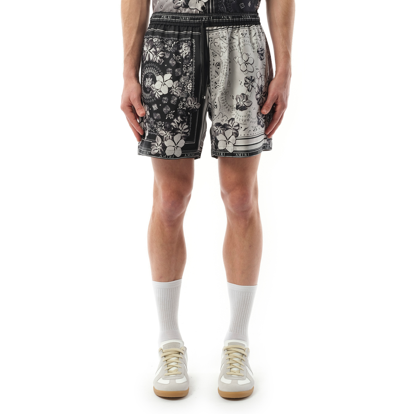 Bandana Floral Shorts in Black