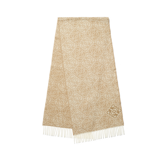 Anagram Wool Cashmere Scarf in Beige