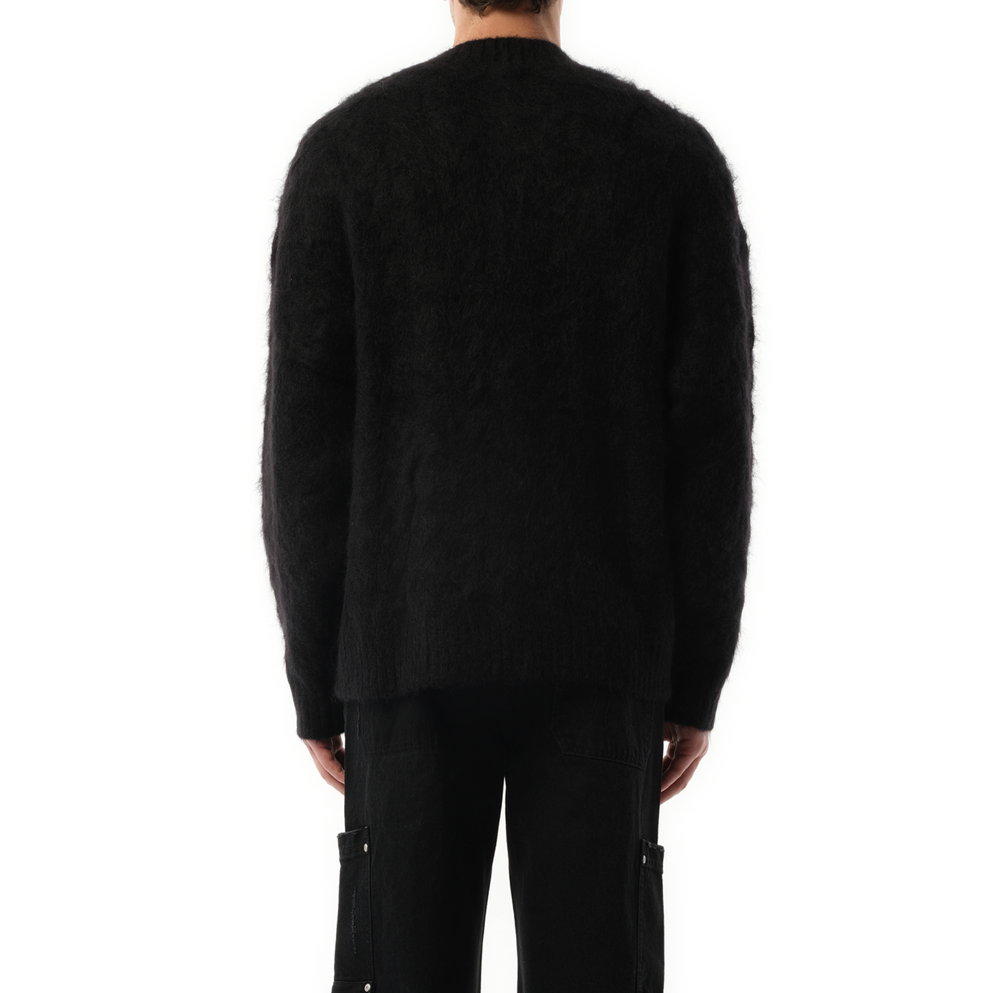 Alpaca Cable Knit Sweater in Jet Black