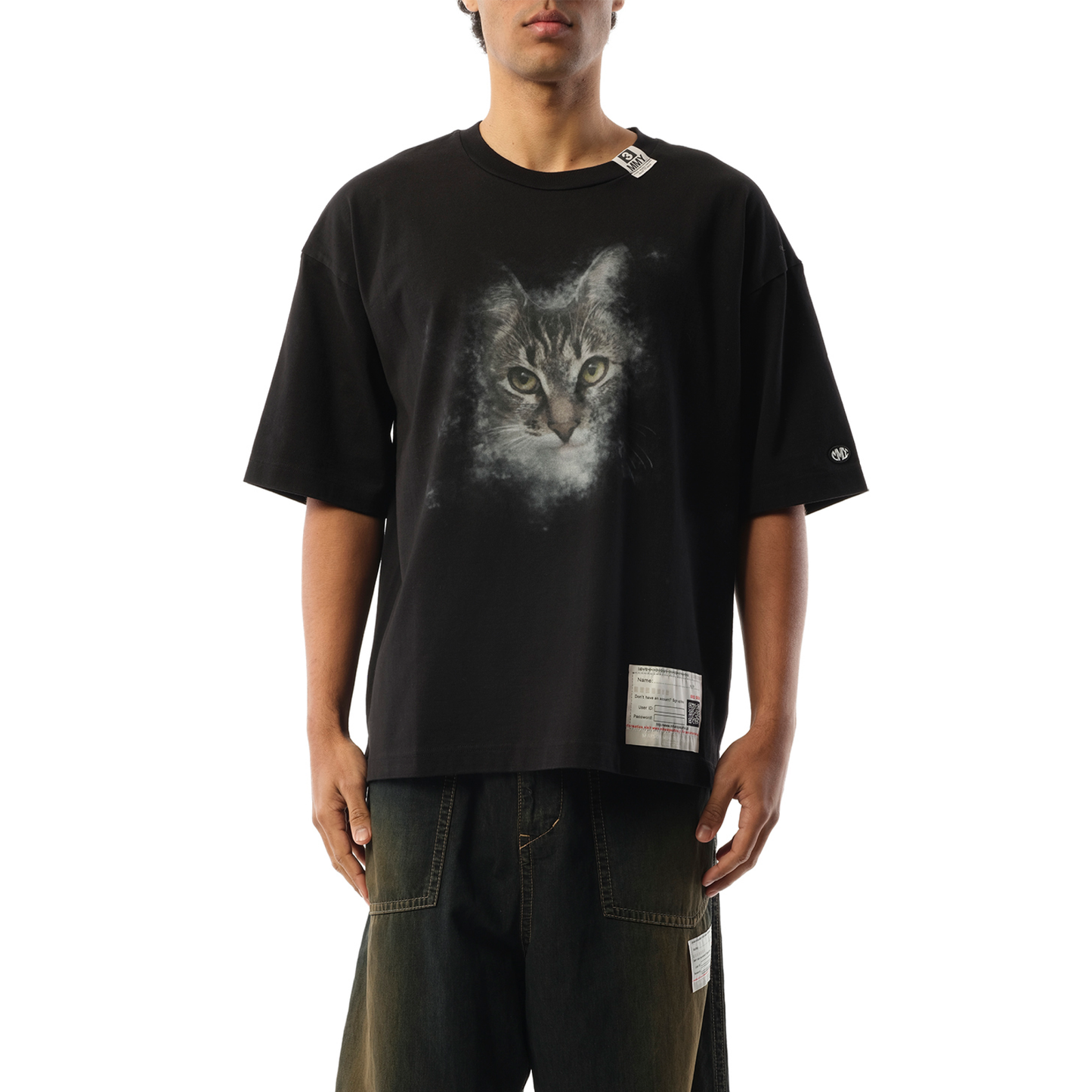 Cat Printed T-Shirt in Black