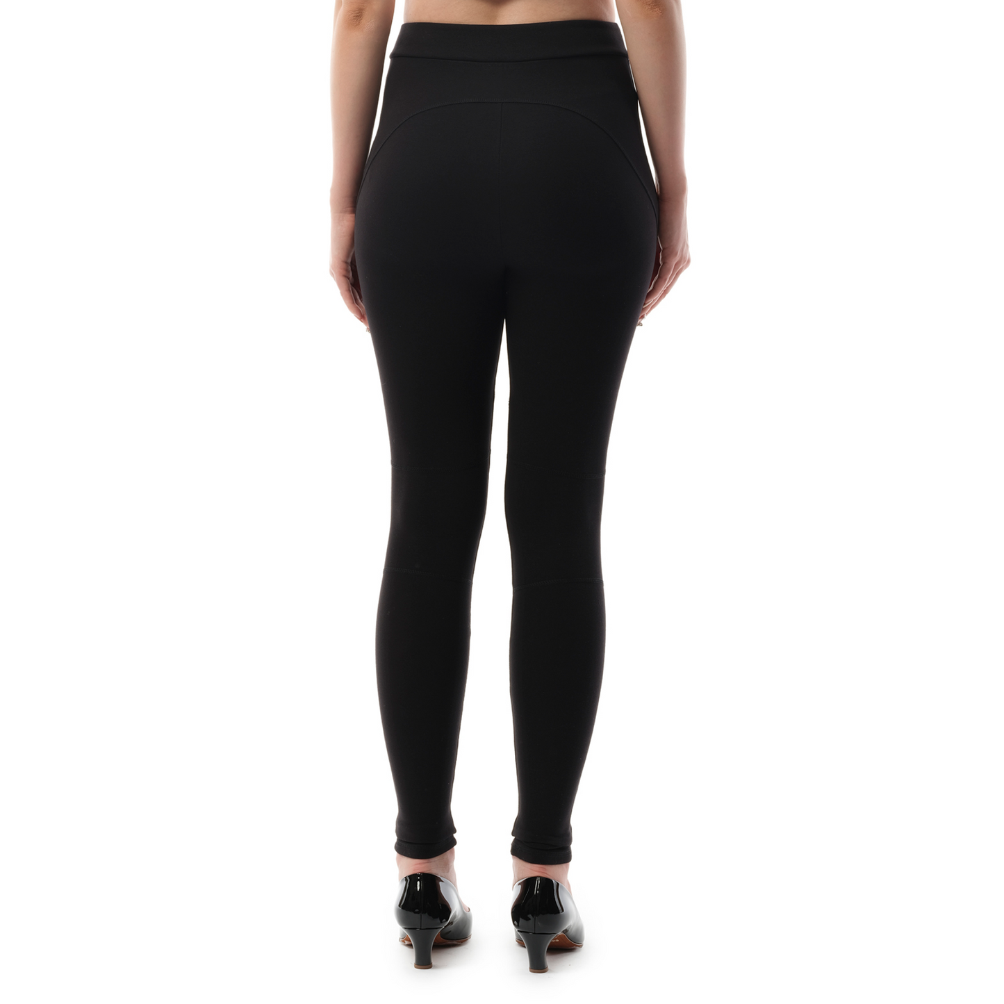 6 Button Jersey Leggings in Black