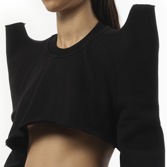 Cropped Tec Sweater in Black