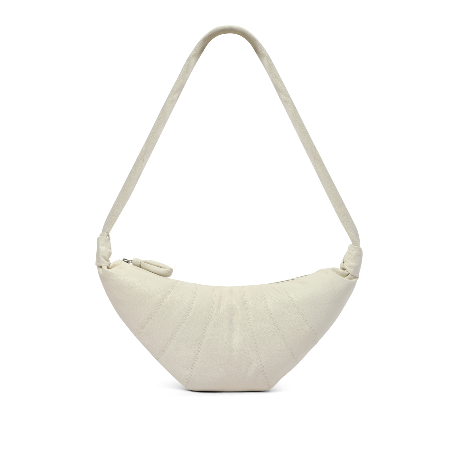 Cowhide Medium Croissant Bag in Chalk