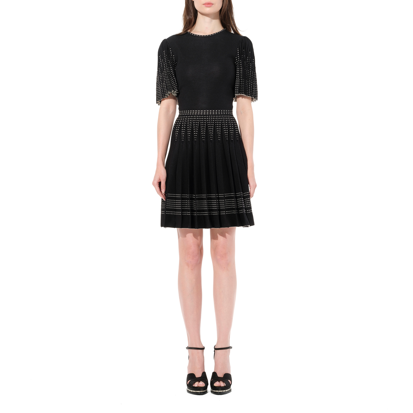 Knit Jacquard Dress in Black/White