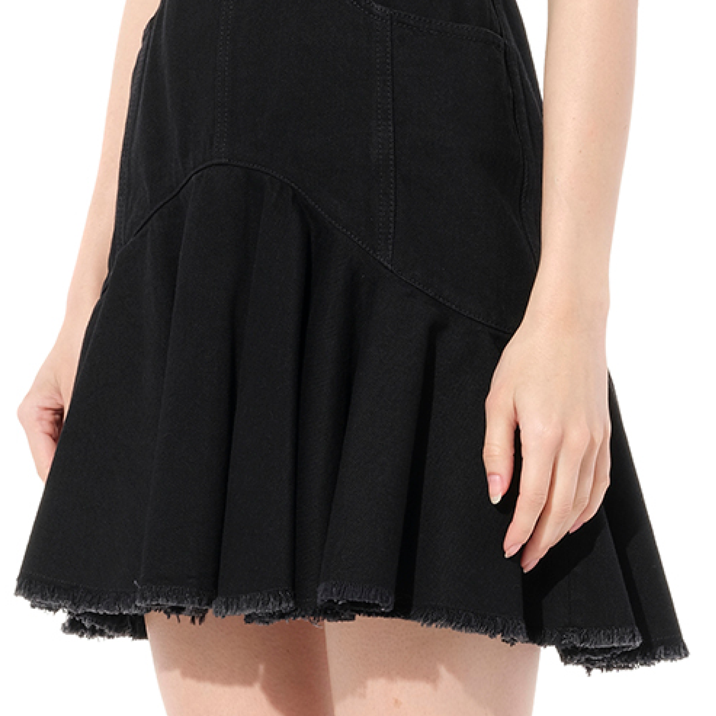 Sleeveless Mini Denim Dress in Black