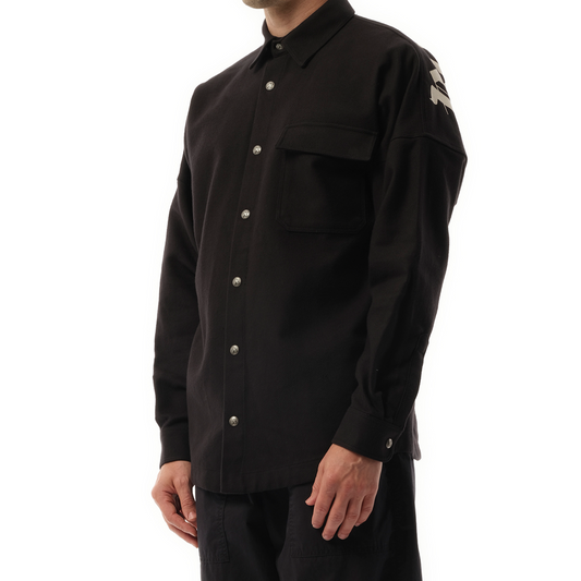 Classic Logo Overshirt in Black/Off White