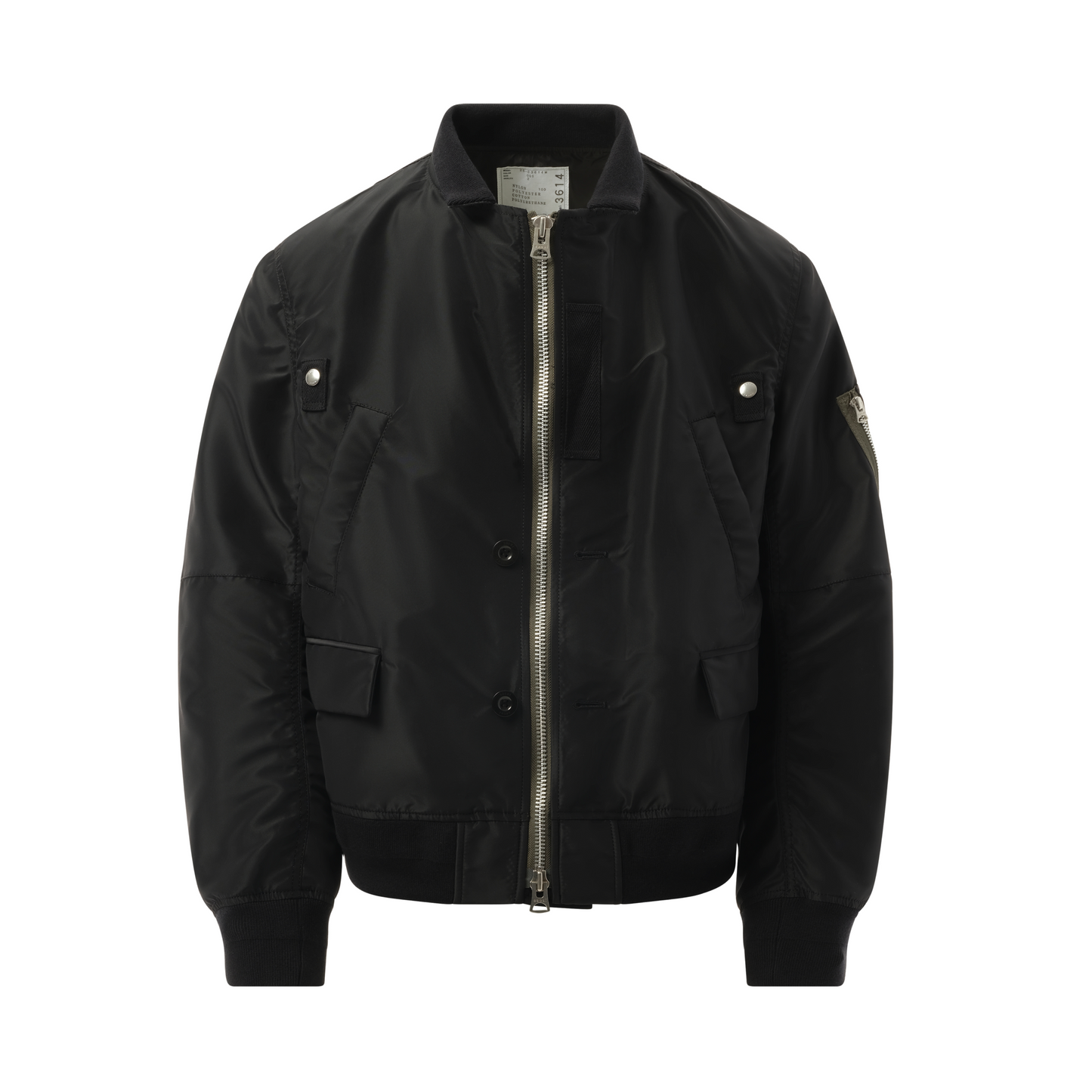 Nylon Twill Double Breasted Jacket in Black