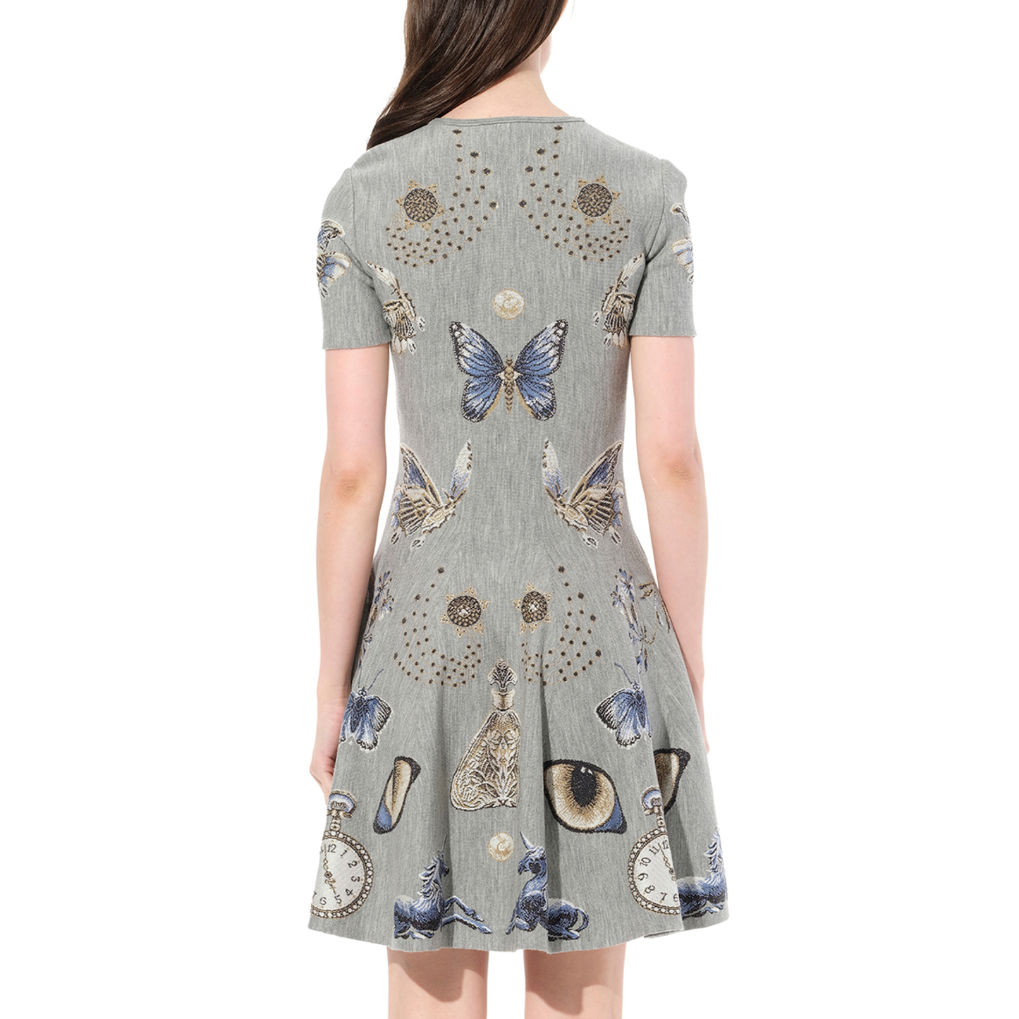 Mini Jacquard Butterfly Dress in Grey