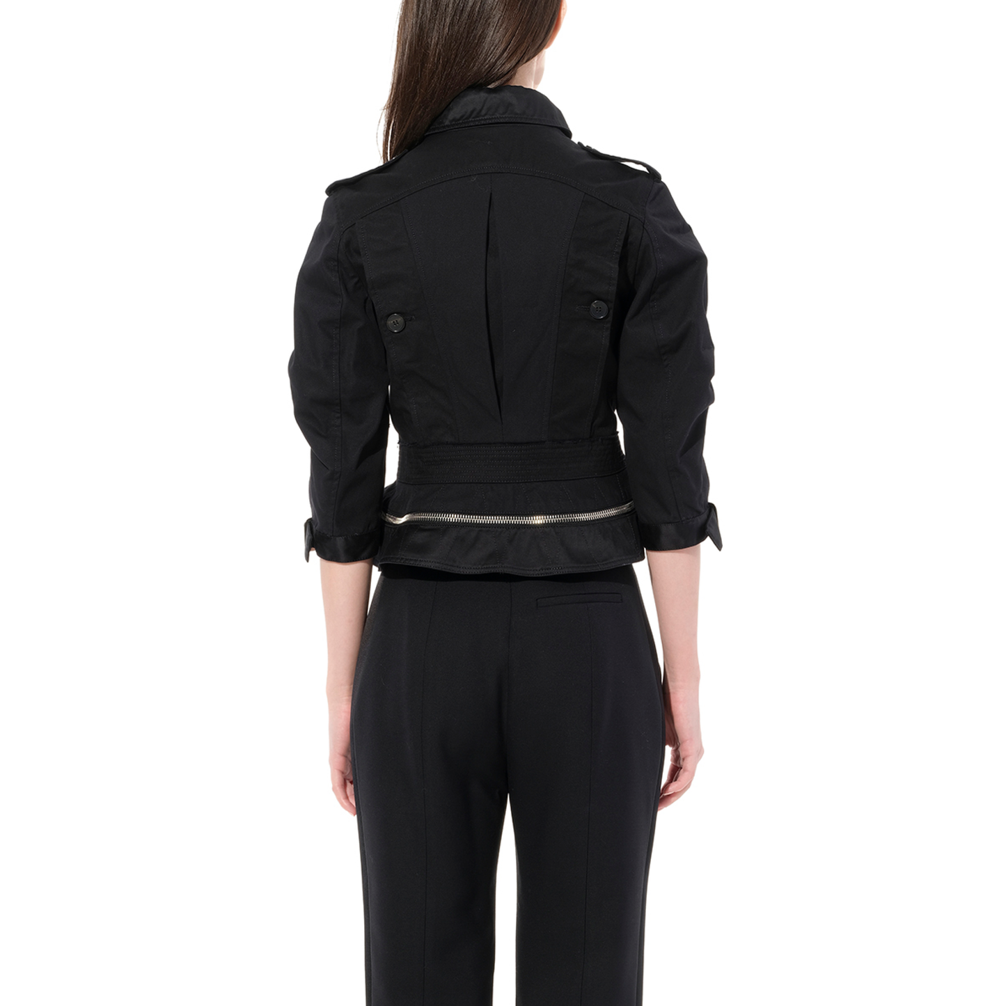 Military Peplum Jacket in Black