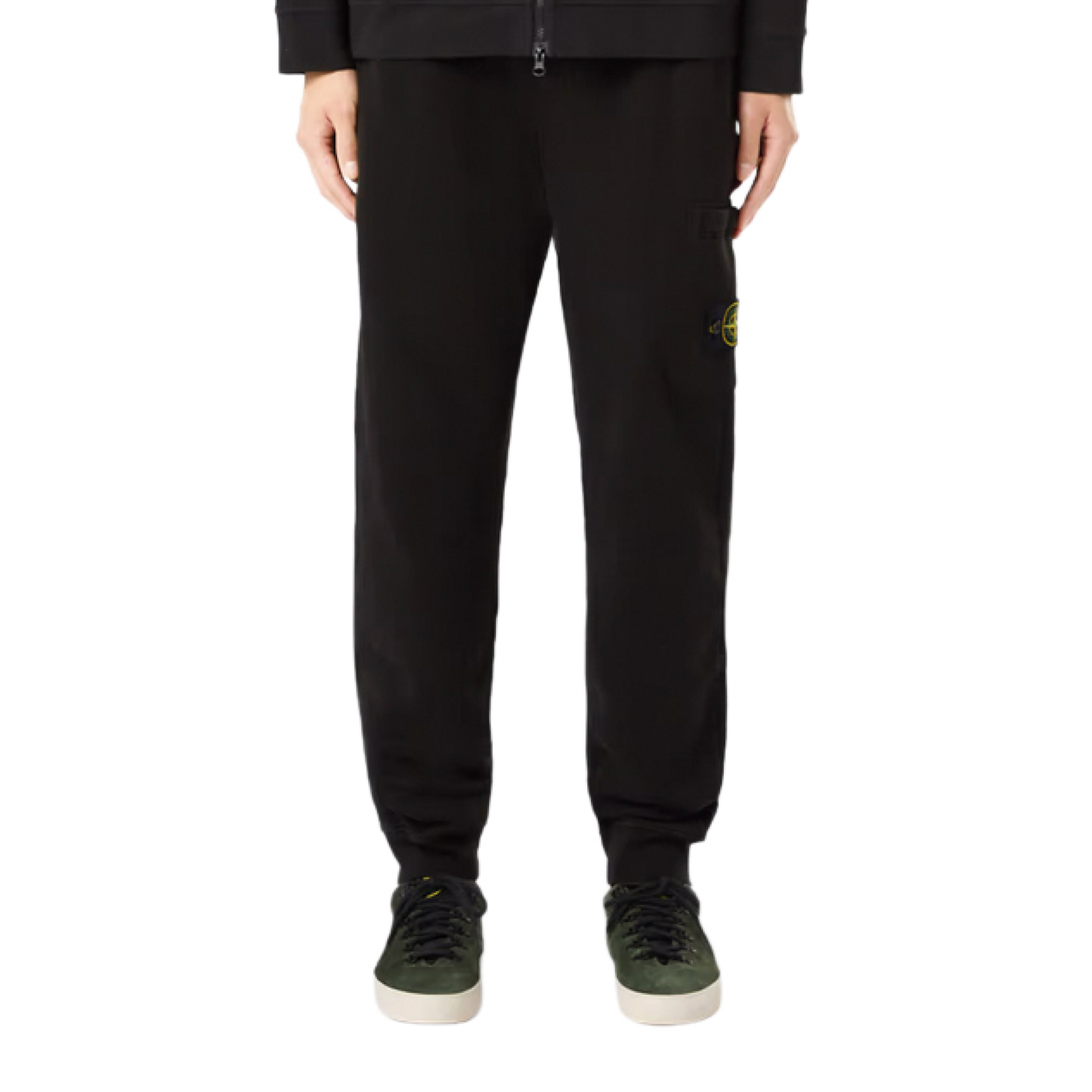 Cotton Fleece Patch Track Pants in Black