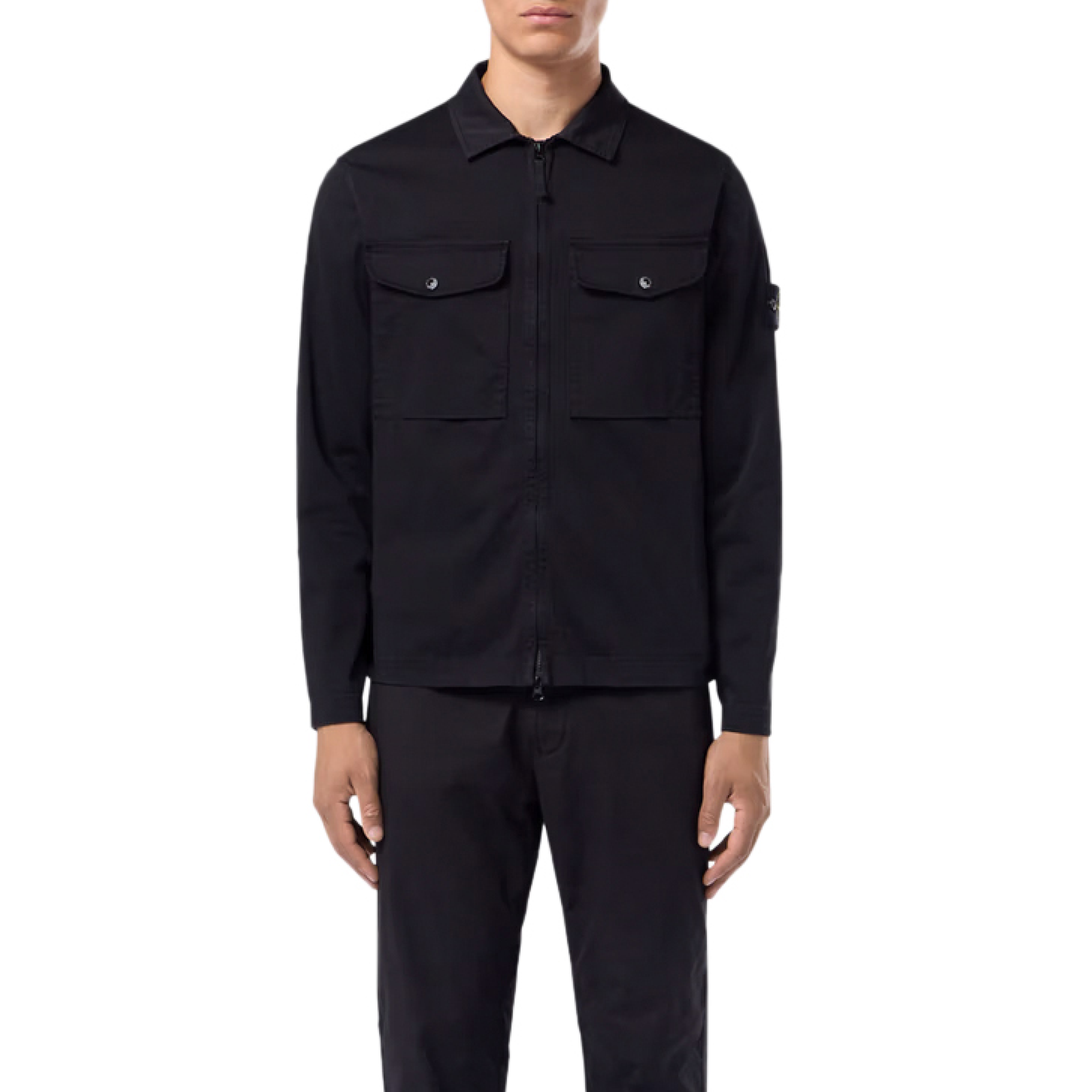 Organic Stretch Cotton Shirt in Black