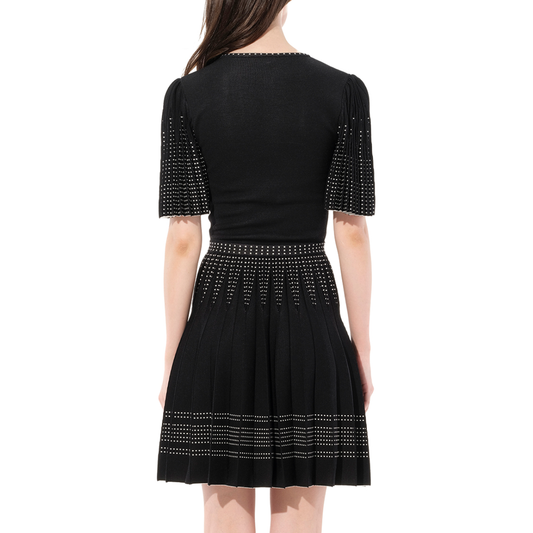 Knit Jacquard Dress in Black/White