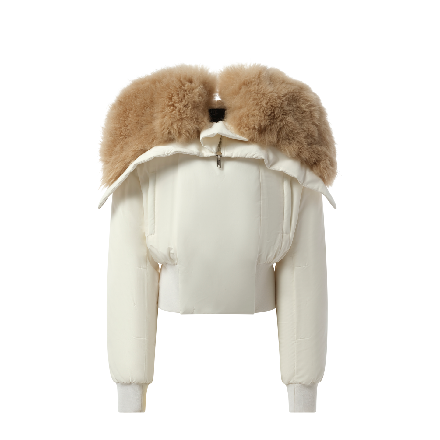 Rick Owens x Moncler Alice Parka with Shearling Jacket in Milk