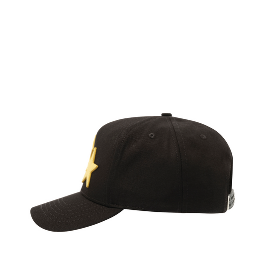 3 Star Canvas Hat in Black/Champagne