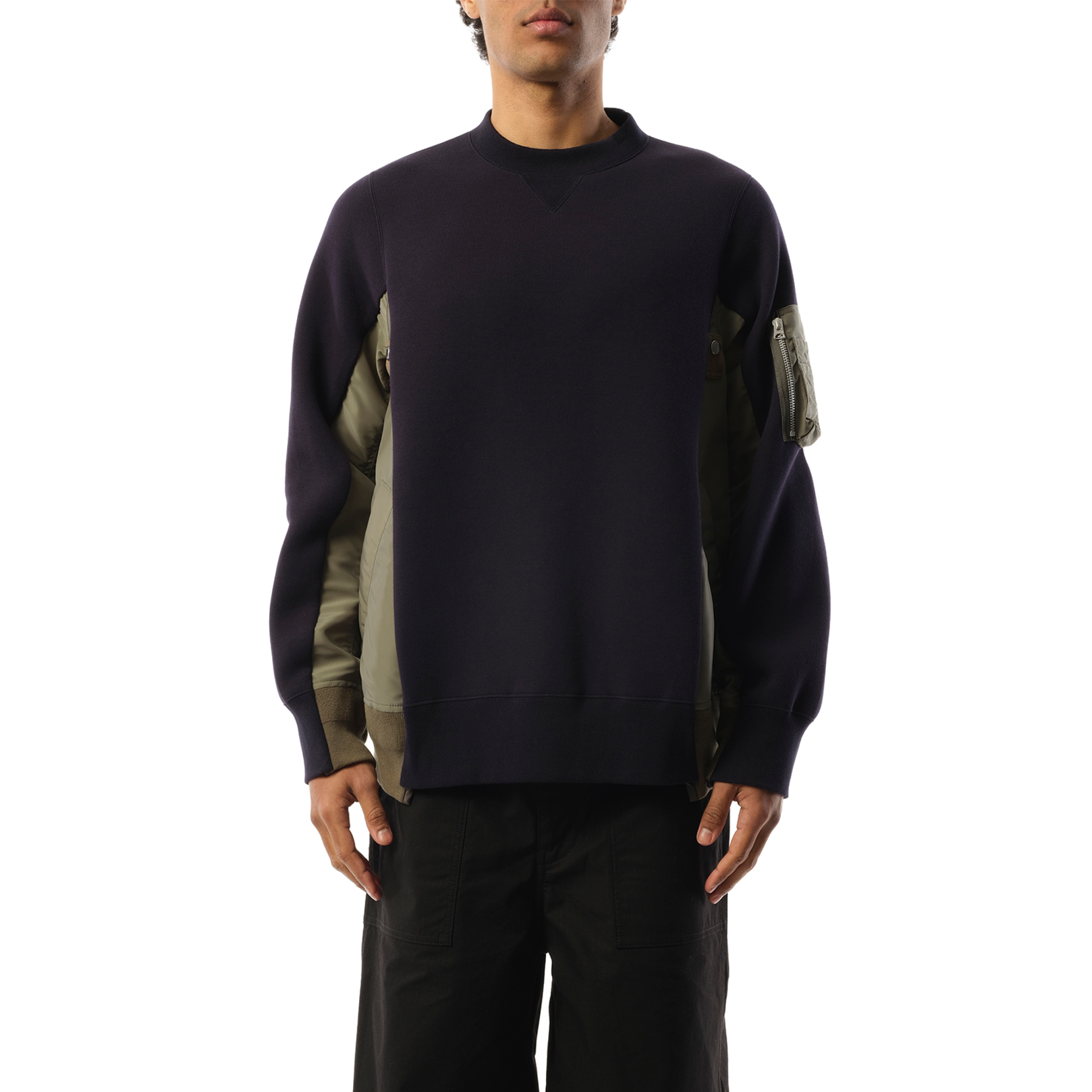 Sponge Sweat Nylon Twill Pullover in Navy/Khaki