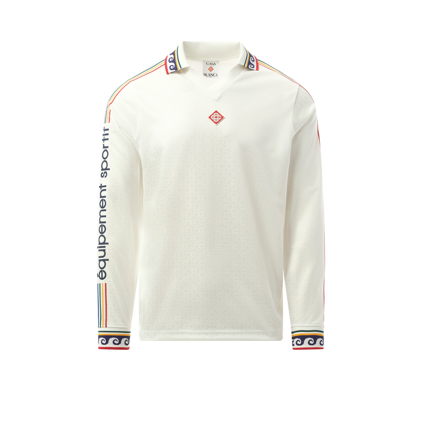 Long Sleeve Football Shirt in Off White