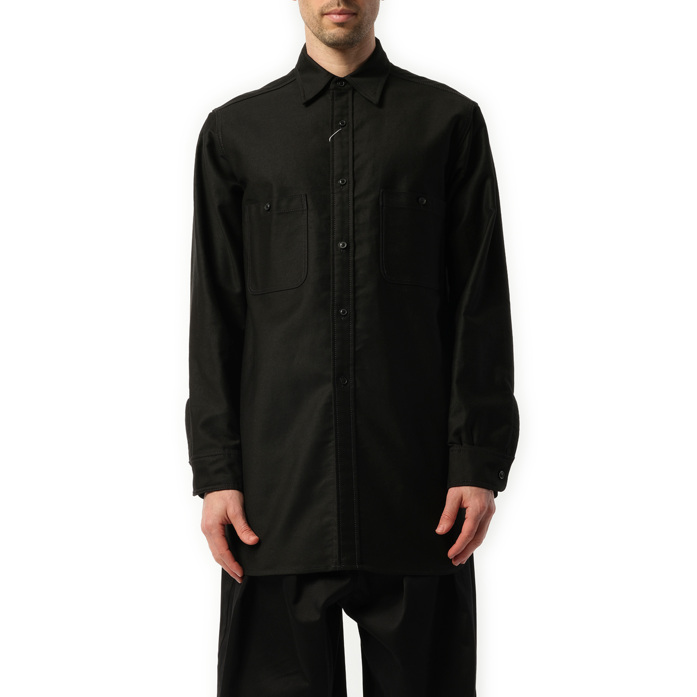 Cotton Satin Shirt in Black