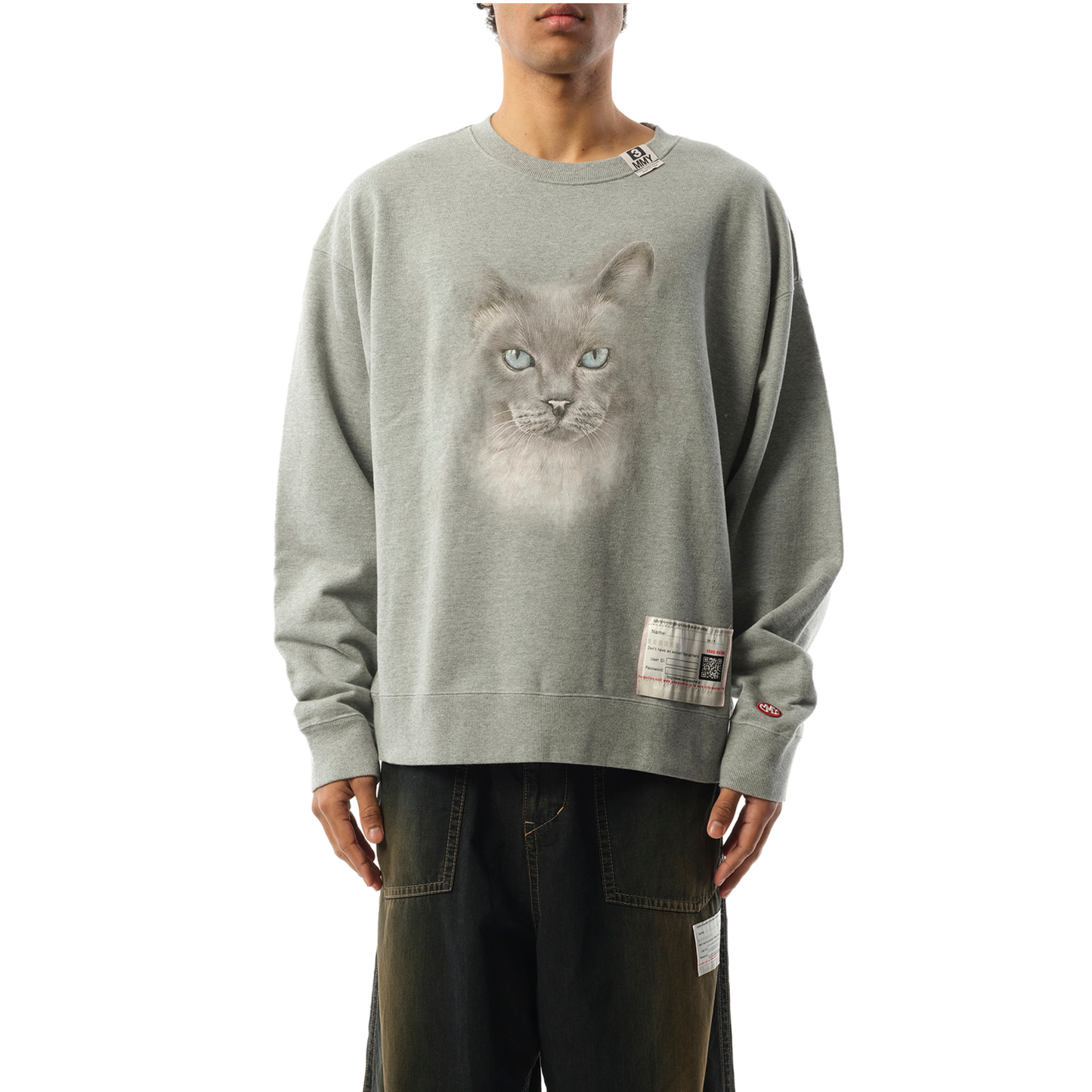 Cat Printed Pullover in Gray