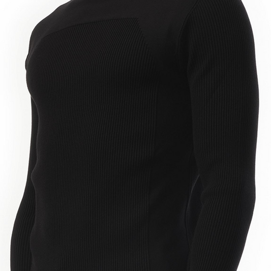 Ribbed Geo Sweater in Black