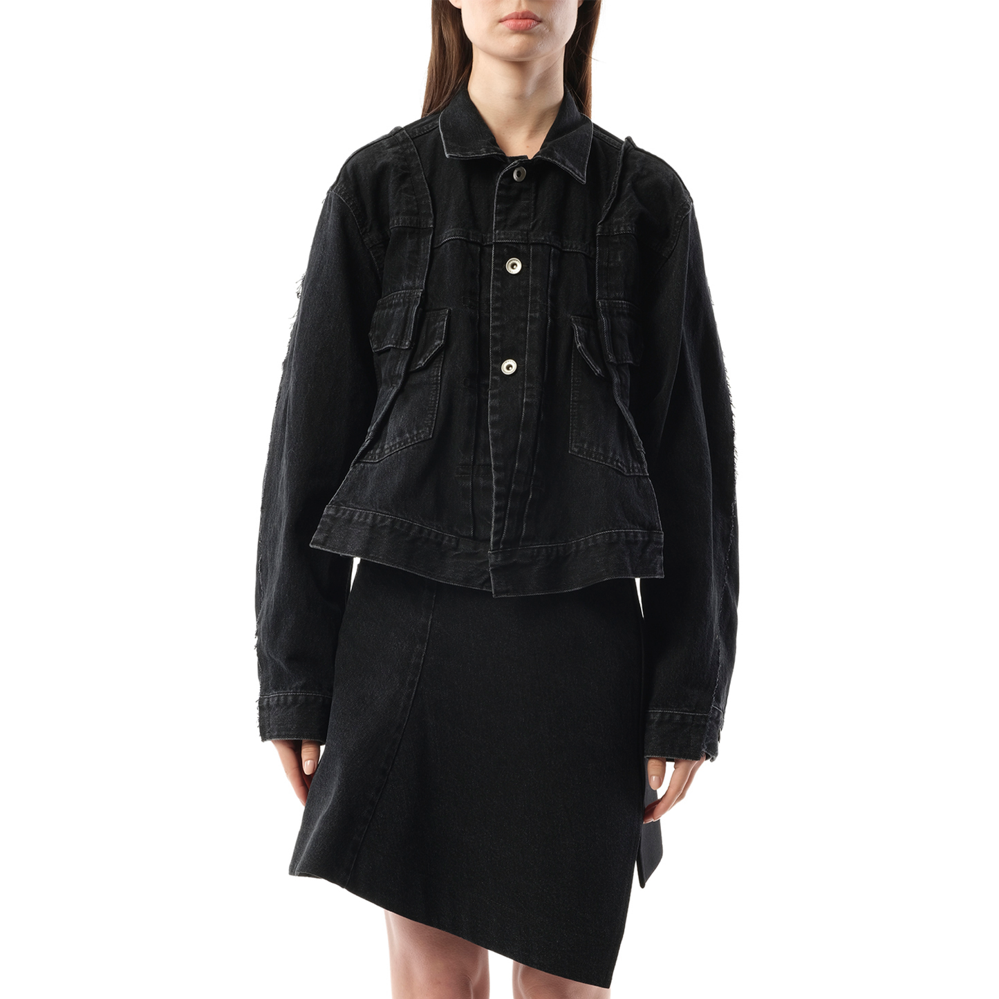 Reconstructed Denim Jacket in Black