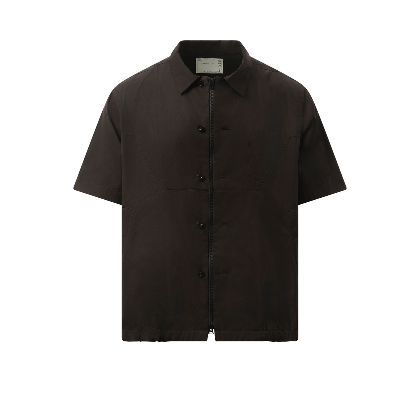 Cotton Poplin Short-sleeve Shirt in Black