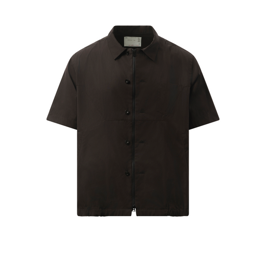 Cotton Poplin Short-sleeve Shirt in Black