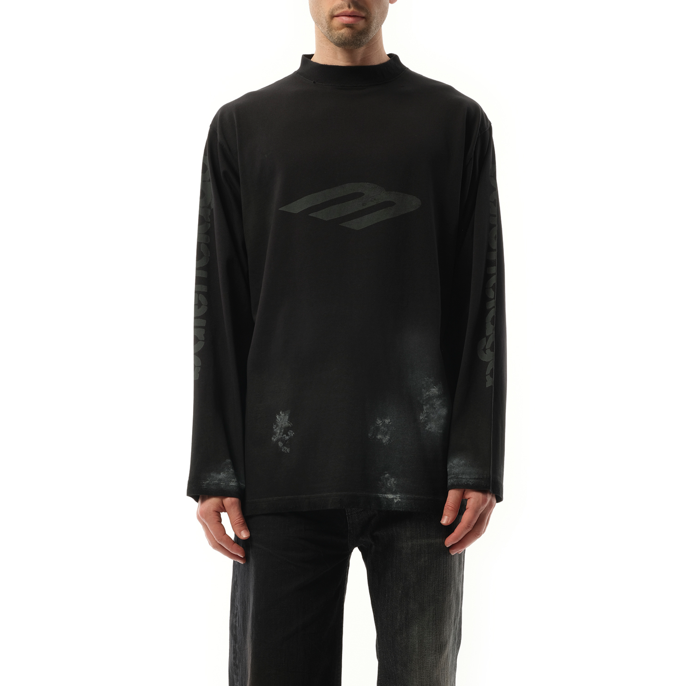 3B Stencil Oversized Long Sleeve T-Shirt in Black