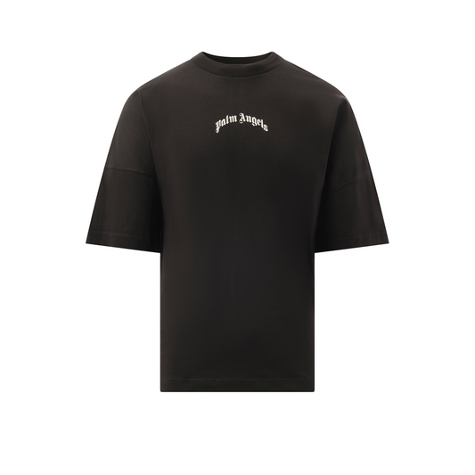 Back Curved Logo Over T-Shirt in Black/Off White