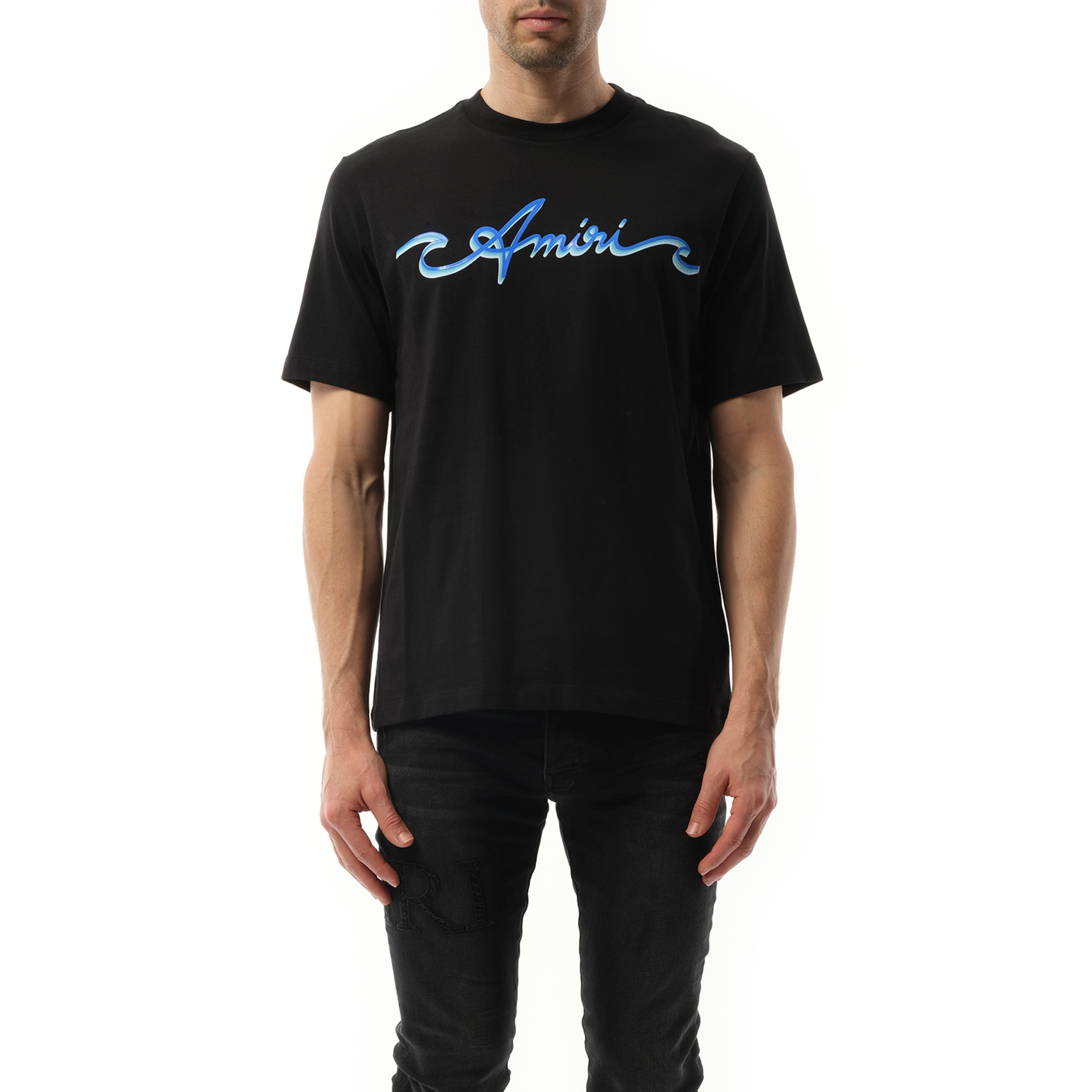 Amiri Wave Logo T-Shirt in Black