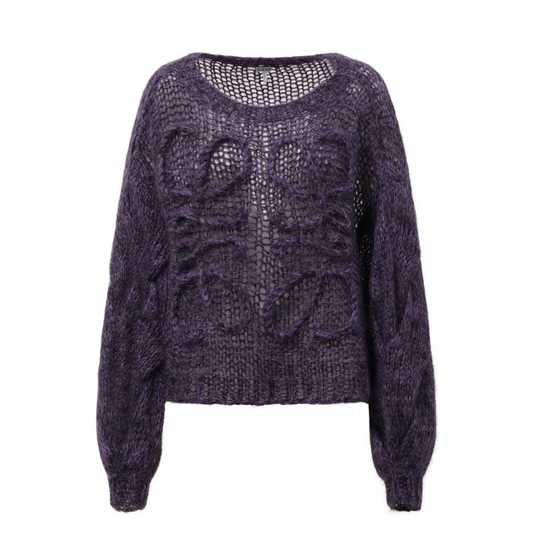 Relaxed Fit Anagram Sweater in Black/Purple