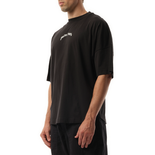 Back Curved Logo Over T-Shirt in Black/Off White