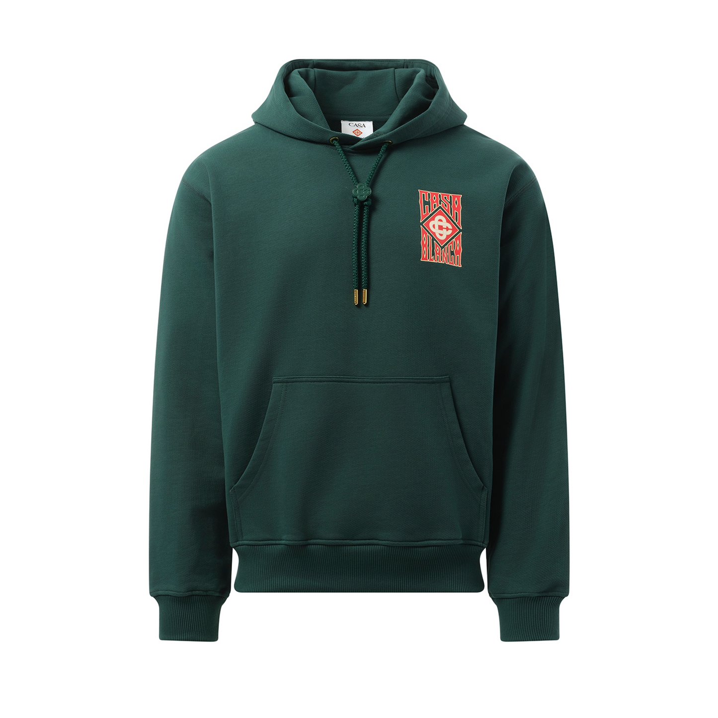 Gothic Stacked Logo Printed Hoodie in Green