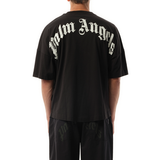 Back Curved Logo Over T-Shirt in Black/Off White